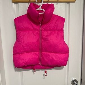 Cropped Pink Puffer Vest